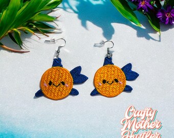 Fisch Ohrringe: Kawaii Stickdatei (4x4 Hoops)
