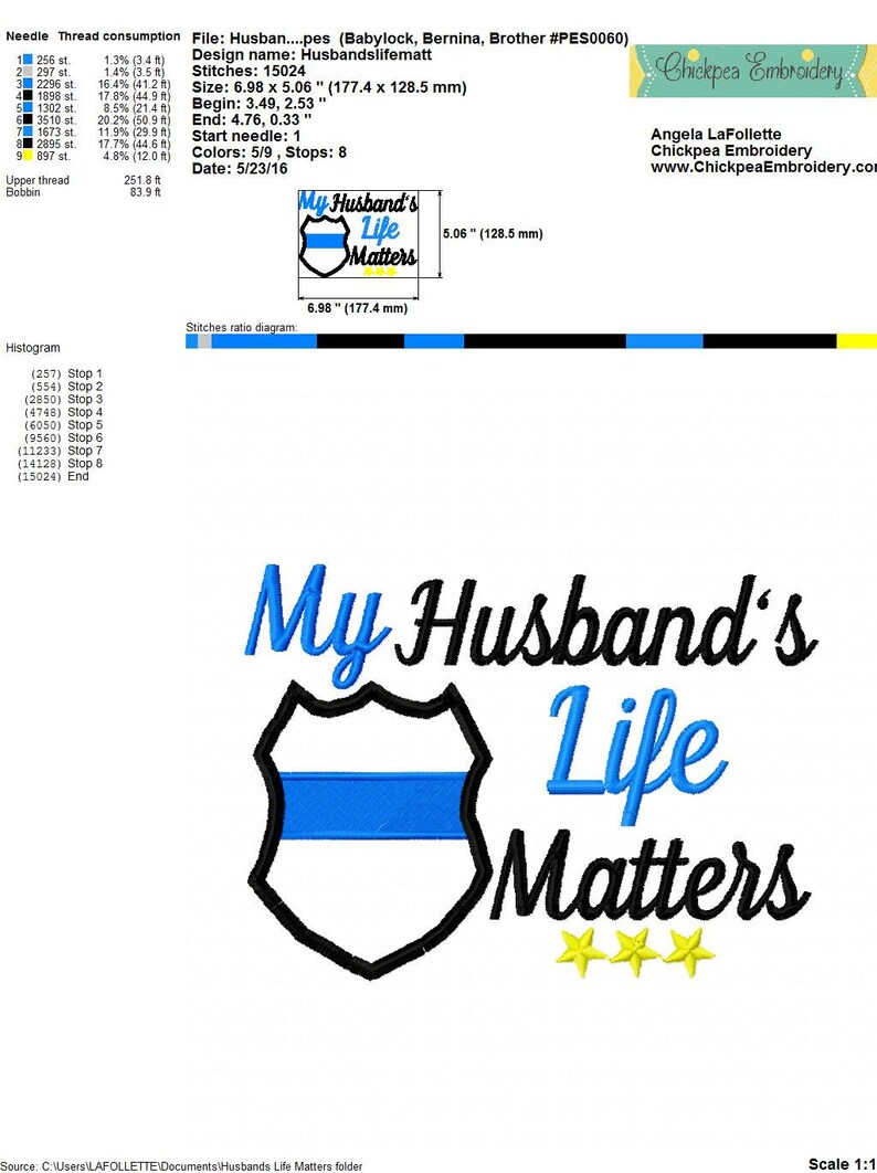 Download Embroidery Design My Husband's Life Matters Applique | Etsy