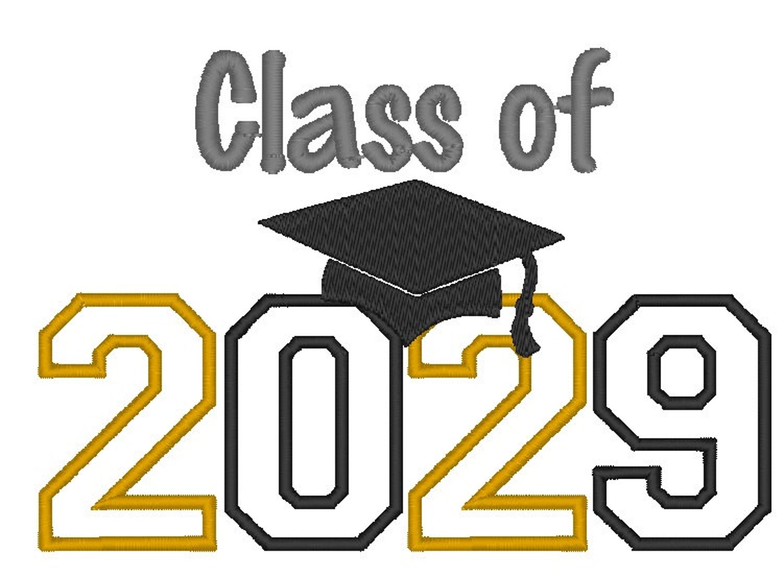 Class Of 2029 Embroidery Design Applique Graduation Cap Back Etsy
