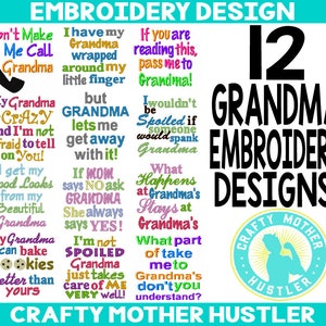 Just for Grandma Embroidery Design Bundle, Embroidery Collection, Grandma Sayings, Perfect for Baby Bodysuits, For 4x4 and 5x7 Hoops