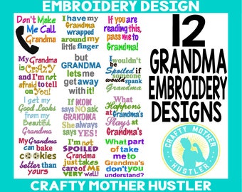 Just for Grandma Embroidery Design Bundle, Embroidery Collection, Grandma Sayings, Perfect for Baby Bodysuits, For 4x4 and 5x7 Hoops