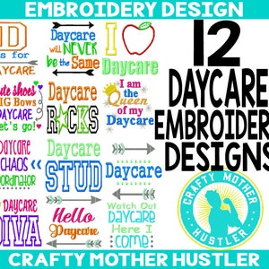 Daycare Embroidery Design Bundle, Back to School, Daycare Applique, Daycare Saying, For 5x7 and 6x10 Hoops, crafty mother hustler