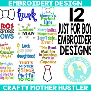 Sólo para niños diseños de bordado paquete, boys refranes, incluye apliques, perfecto para bodys y baberos de bebé, para 4x4 y 5x7 aros