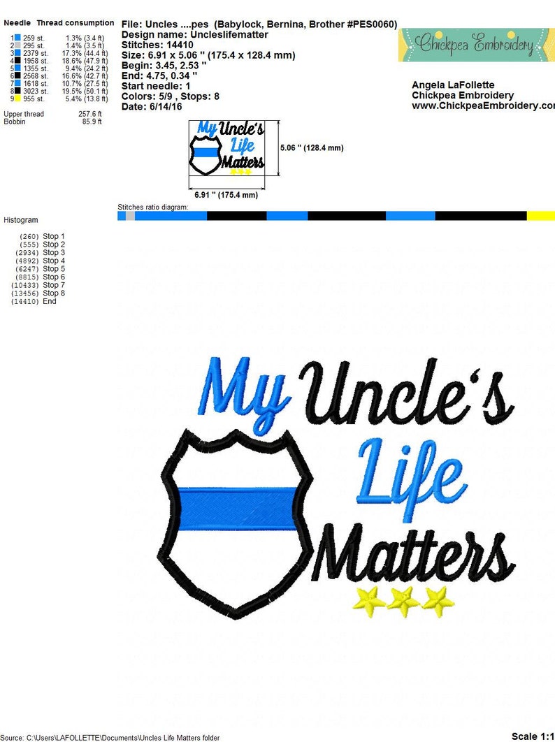 Embroidery Design My Uncle's Life Matters Applique Etsy
