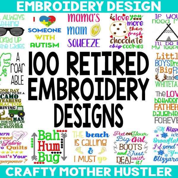 100 Retired Embroidery Designs, Included appliques, for 5x7 and 6x10 Hoops only, embroidery sale, embroidery bundle, embroidery collection