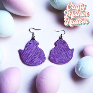 Marshmallow Chicks Embroidery Design FSL Earrings for 4x4 Hoops, Easter Embroidery, in the hoop, ITH embroidery