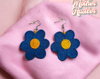 Diseño de bordado de pendientes de flores de encaje independientes para aros de 4x4, ITH, en el aro FSL