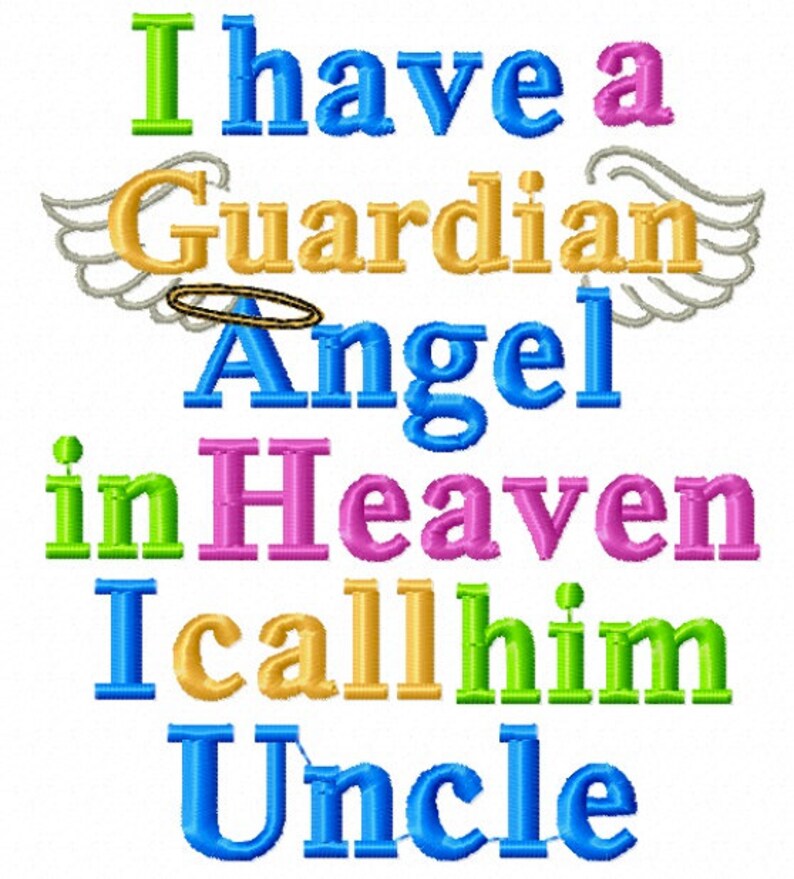 I Have a Guardian Angel in Heaven I Call Him Uncle Embroidery  Etsy