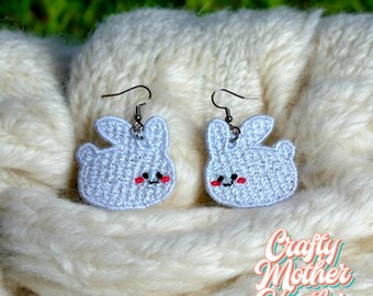 Kolczyki z króliczkiem Chibi: Kawaii Rabbit, haft FSL (obręcze 4x4)