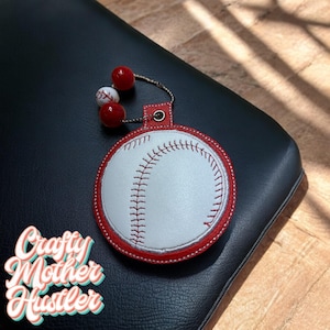 Baseball Applikation Taschenanhänger In the Hoop Stickdatei für 10x10 Creolen, Schlüsselanhänger, Sport, ITH Embroidery Design