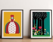 Alice in Wonderland Print/ Queen of Hearts Print / Alice and the White Rabbit / Alice in Wonderland Poster / Two Alice Prints for Nursery