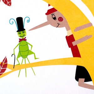 Pinocchio Wall Decor / Pinocchio / Pinocchio and Talking Cricket / Italian Tale Print / Pinocchio Print / Kids Room Decor