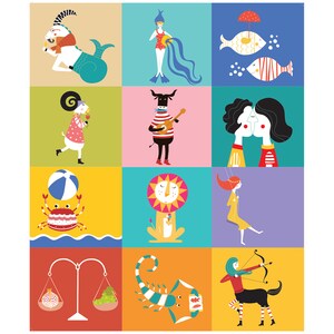 Poster Zodiaco per Download/  Download Stampa Zodiaco / Cartolina Zodiaco Scaricabile / Segni Zodiacali da Stampare / Zodiaco Download