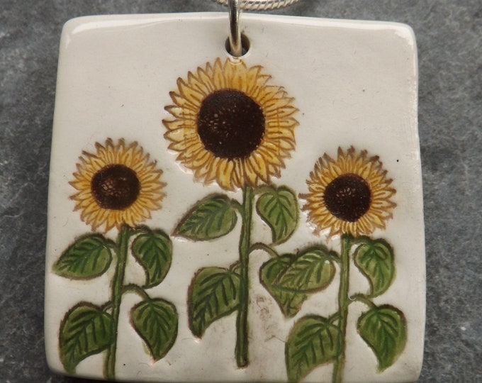 Handmade Ceramic Sunflowers pendant
