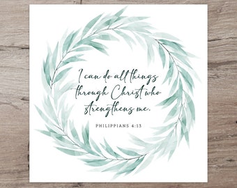 Filipenses 4:13 - Todo lo puedo en Cristo - Descarga instantánea - Decoración basada en la fe - Versículo bíblico