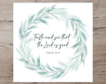 Salmo 34:8 - Pruebe y vea que el Señor es bueno, Descarga instantánea - Decoración basada en la fe - Versículo bíblico