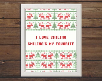 Instant Download - I Love Smiling, Smiling's my Favorite - Christmas Sweater 8x10 Print