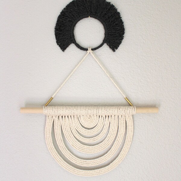 Attaccatura di parete del macramè "Flusso di energia n. 33" HIMO Art, uno di un gentile arte Handcrafted Macrame/corda