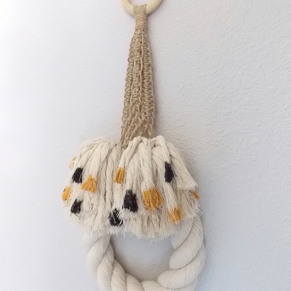 Rope Art Wall Hanging "Tiger's Paw No.2" by Himo Art, One of a kind Handcrafted Macrame