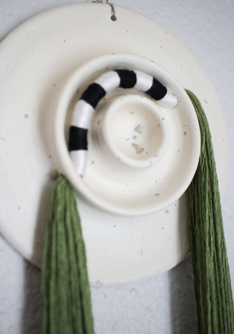 sculpture stonware modern tassels Ceramic Tassel Wall Hanging ceramic art one of a kind tassel art string art