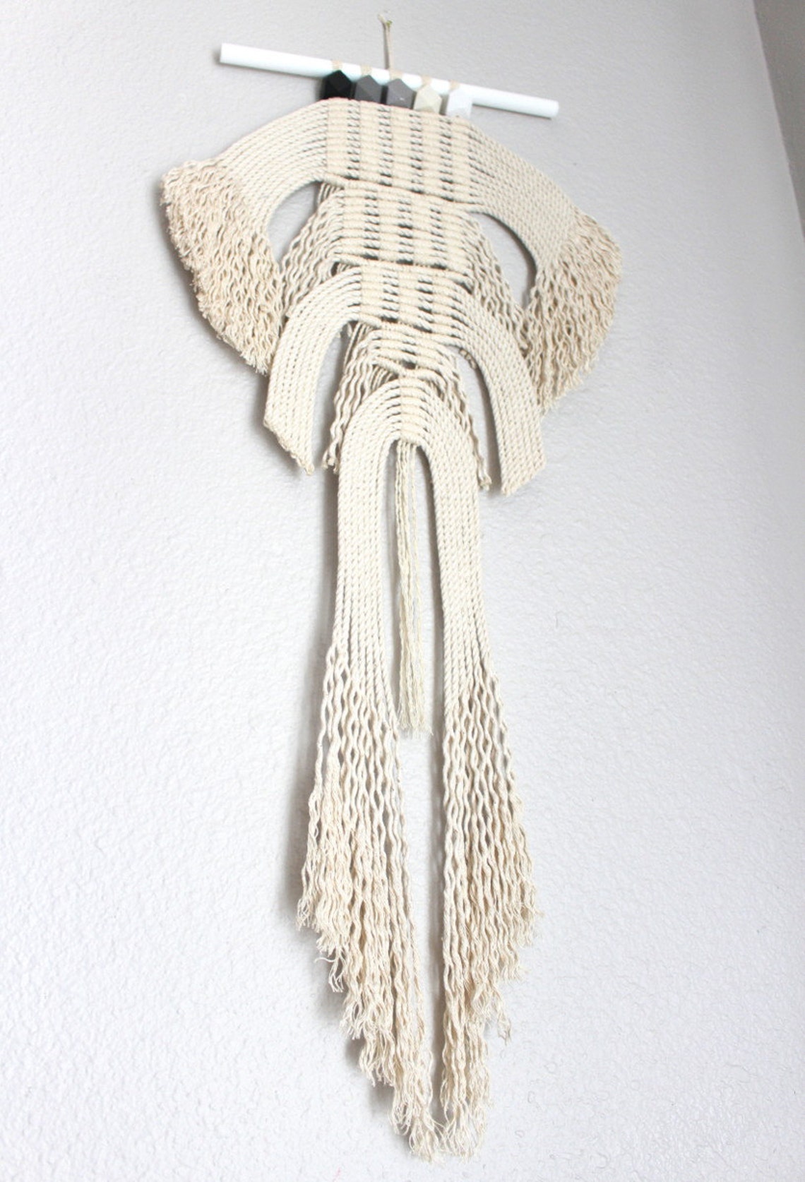 Macrame Wall Hanging blk wht 16 by HIMO ART Etsy