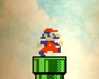Mario Arcade Character Minimalist Poster Print