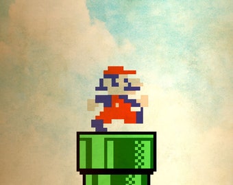 Mario Arcade Character Minimalist Poster Print