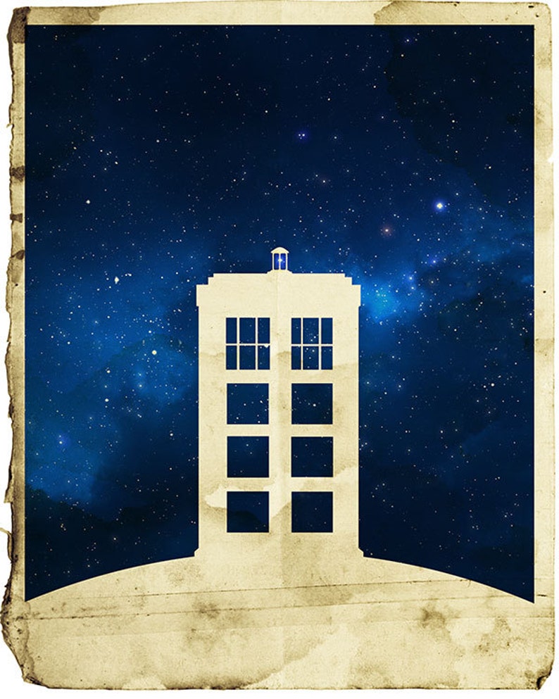 01-DRW Dr Who Tardis minimaliste affiche impression image 1