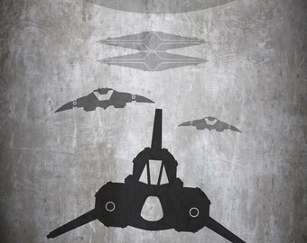 Cylon's Attacking Viper Battlestar Galactica Print