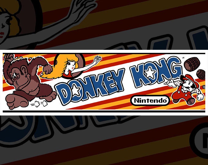 DONKEY KONG SCREEN PRINTED MARQUEE    PERFECT! 