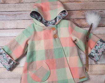 Size 5 Vintage wool jacket, Girls winter jacket