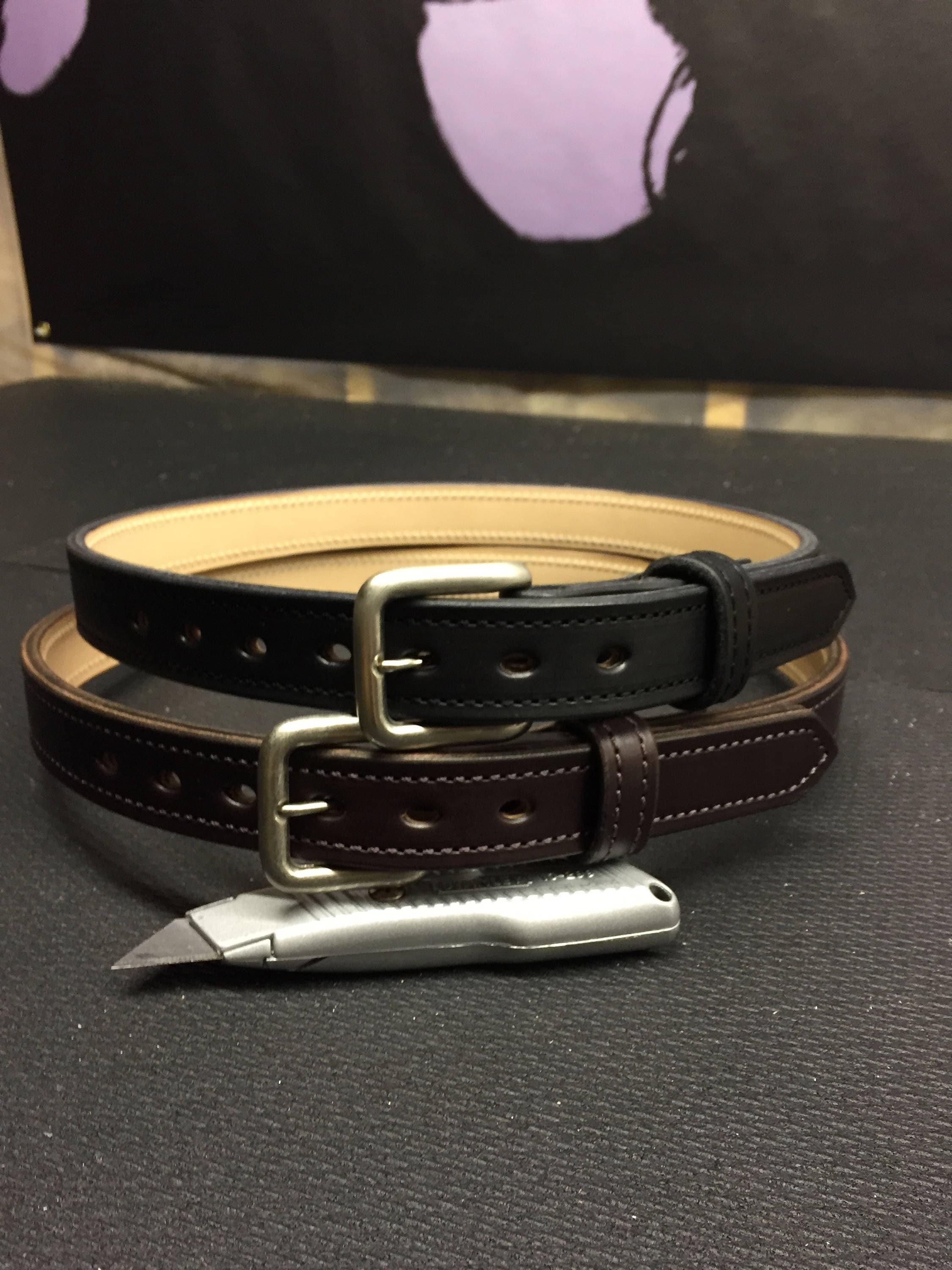 11/2 Handmade Leather Gun Belt Handcrafted Leather Etsy