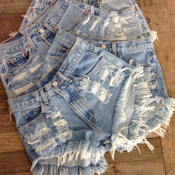 ALL SIZES Vintage Levis High Waisted Distressed Denim Shorts