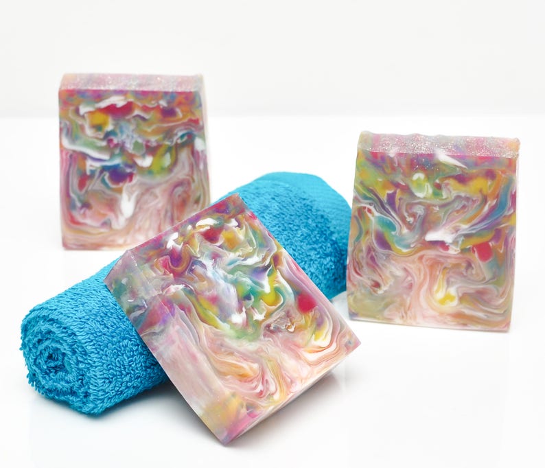 Hand Made Rainbow Soap Beautiful Soap Bar Melt and Pour Etsy