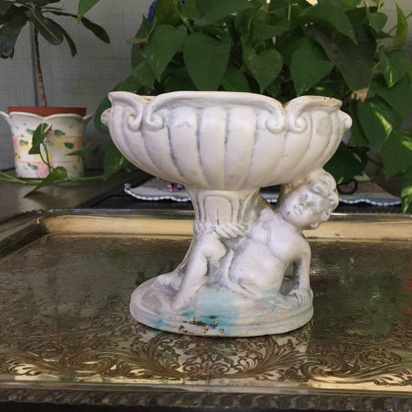 Shabby Chic Cherub Planter Antique China Cottage Chic Fragile Victorian European Country