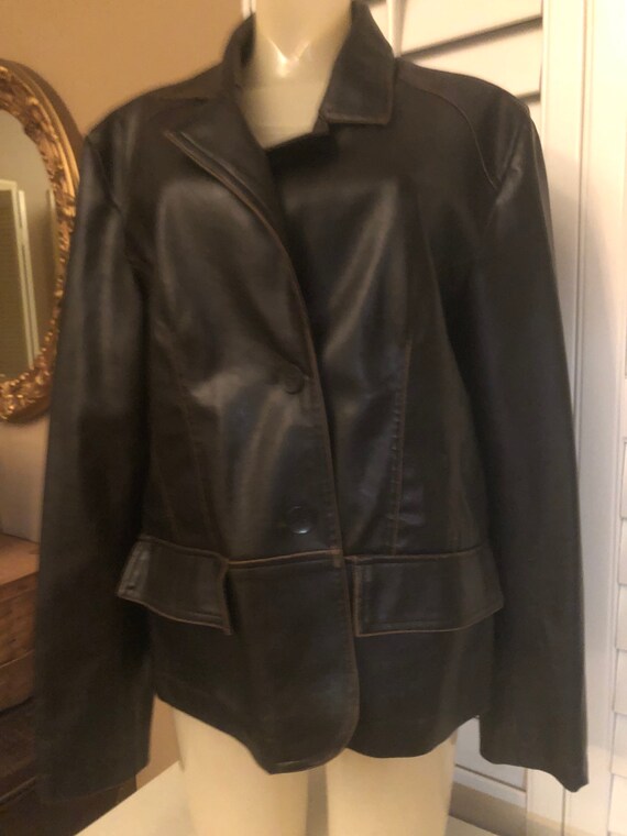 Vintage RVT Faux Brown Leather Jacket - image 4