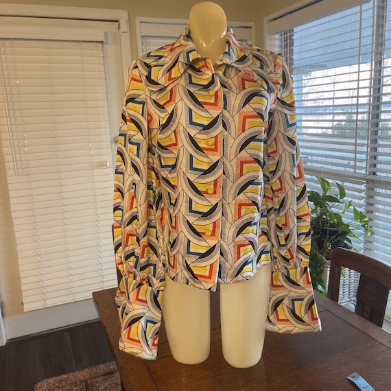 Funky Retro 70’s Silky Disco Blouse Kitschy  Cost… - image 1
