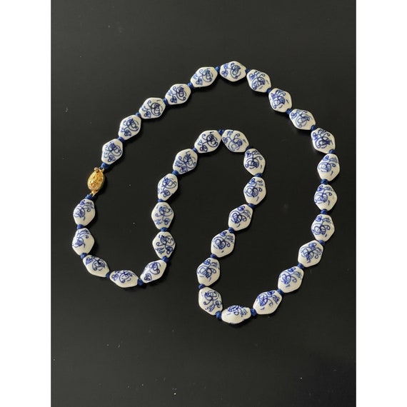 Vintage Chinese Large Porcelain Bead Necklace - image 1