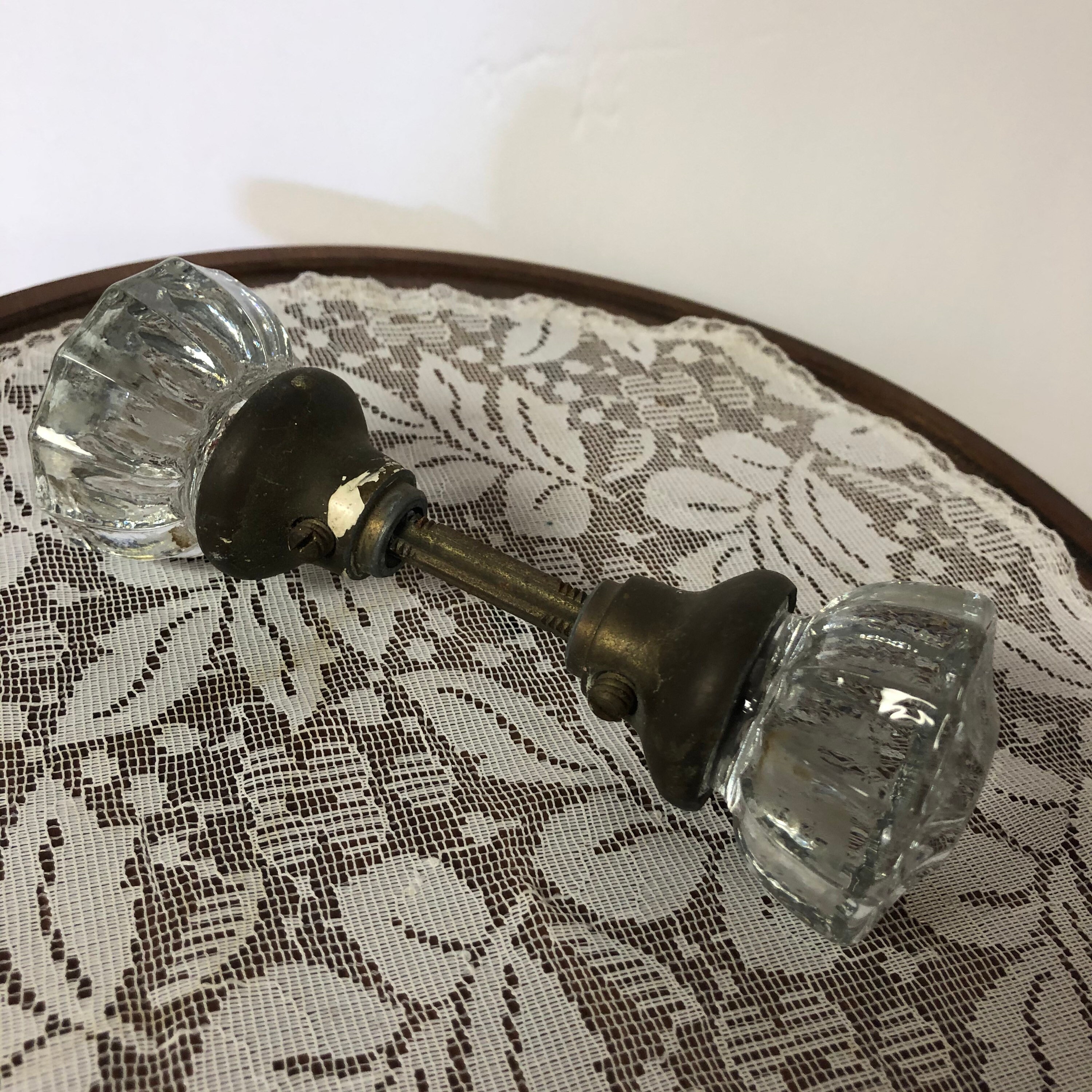 Vintage Glass Door Knobs Complete Victorian Shabby Farmhouse Decorative