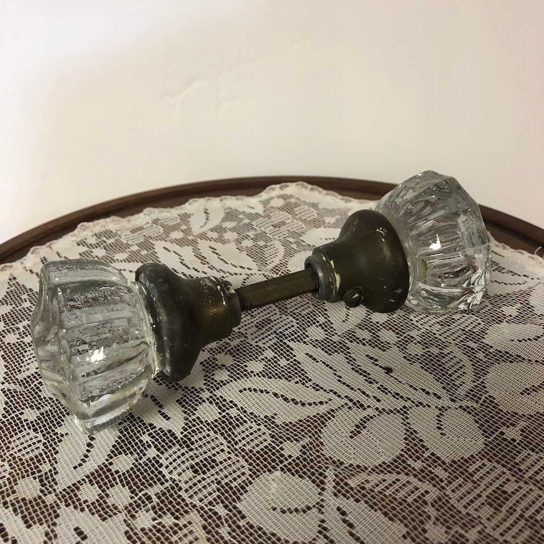 Vintage Glass Door Knobs Complete Victorian Shabby Farmhouse Decorative