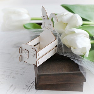 3D Easter Bunny Box 01 – Panneau de particules décoratif découpé au laser