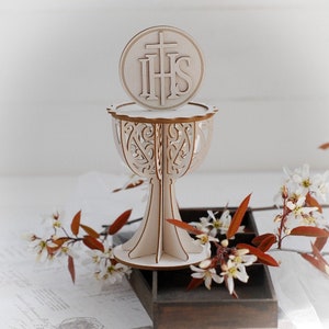 Grand calice 3D Première communion 07 - Panneau de particules décoratif découpé au laser