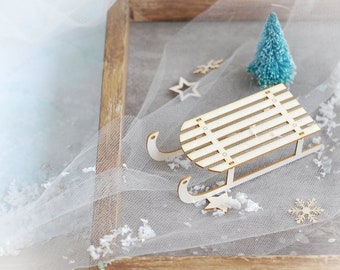 Christmas Collection 3D Sled / Sledge – Decorative laser cut chipboard