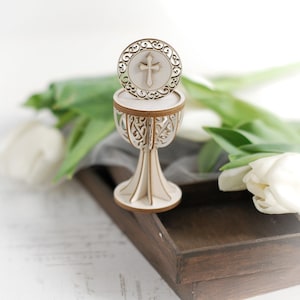 Calice 3D de la première communion 03 - Panneau de particules décoratif découpé au laser