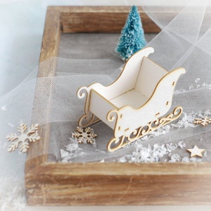 Colección navideña Trineo de Papá Noel 3D – Tablero aglomerado decorativo cortado con láser