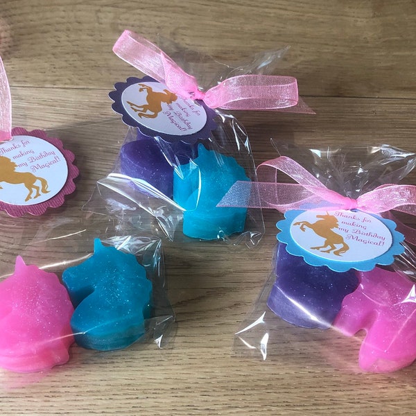 12 Unicorn Soap Favors with Unicorn Tags and ribbon, Unicorn Party Favors