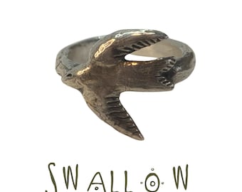 SWALLOW Ring // peace bird ring silver, dove ring, animal jewelry, ring with affirmation, peace ring with dove, bird jewelry