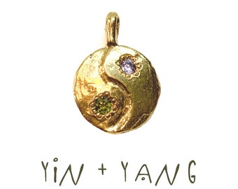 YIN YANG charm necklace // spiritual necklace with Alexandrit and Turmalin, inner middle char necklace with gemstone, yoga jewelry long gold