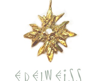 EDELWEISS FLOWER PENDANT, Cute Dirndl Bavarian Flower Of The Alps, Snowflake Floral Handmade Pendant Necklace Gift For Her