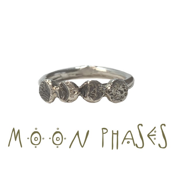 MOON PHASE ring // Alternative Engagement Wicca gold handmade Mond schmuck, spiritual ring phases of the moon ring for her, yoga ring moons